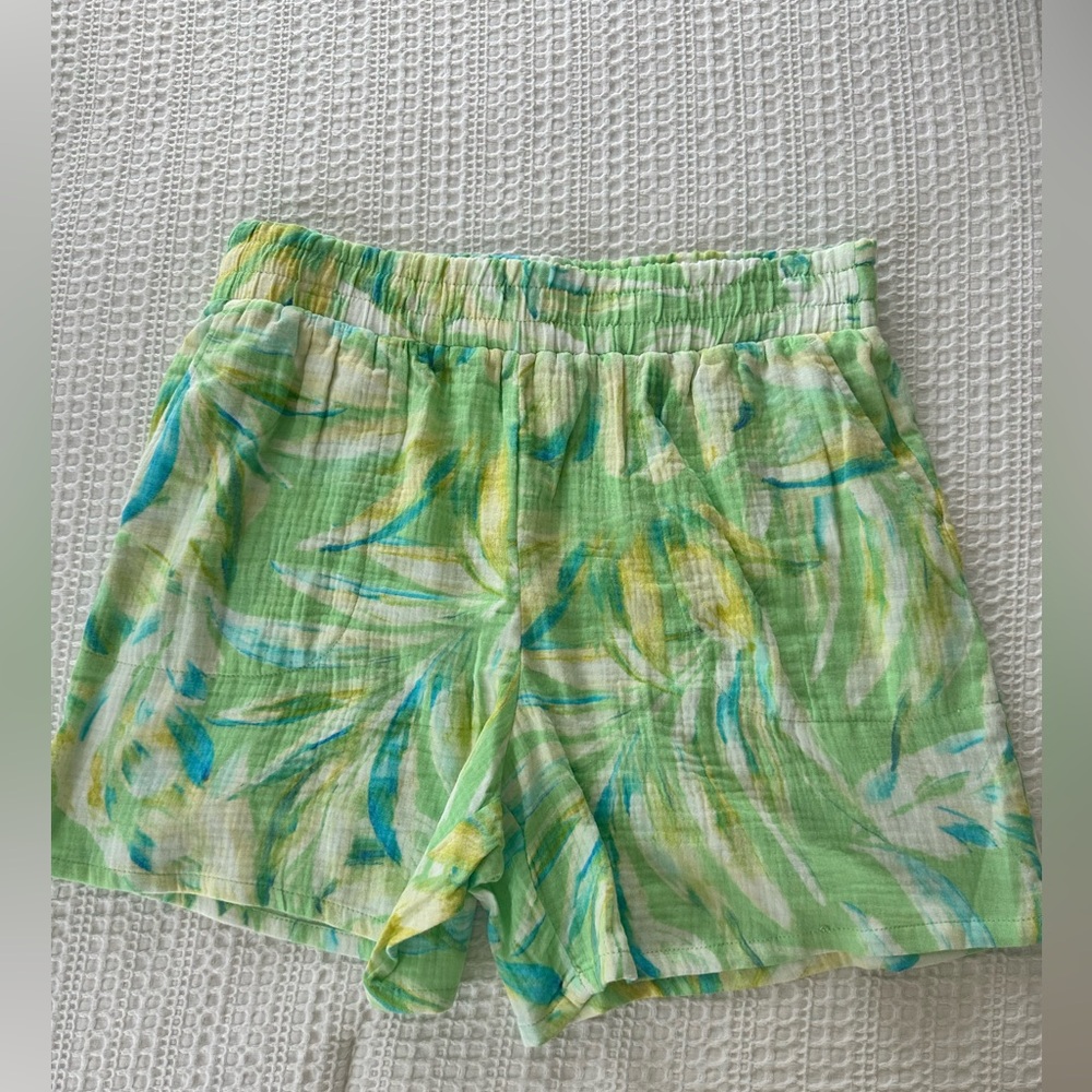 Belle Beach by Kim Gravel Vibrant Green and Yellow Shorts, size small, NWOT
